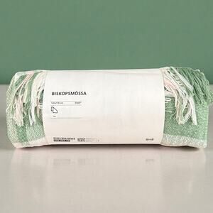 IKEA BISKOPSMOSSA Throw Green/Off-White 51x67"